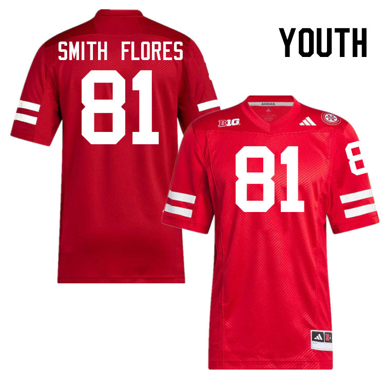 Youth #81 Ismael Smith Flores Nebraska Cornhuskers College Football Jerseys Stitched Sale-Scarlet